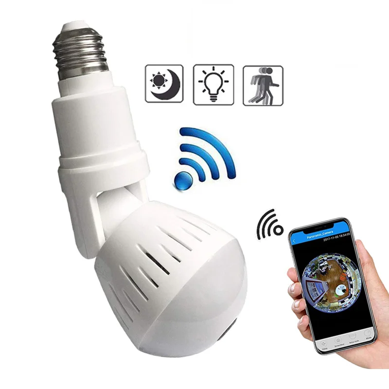 360 Wifi Panorama view Camera Bulb 960P Panoramic Night Vision Two Way Audio Home Security Video Surveillance Lamp Wifi Camera