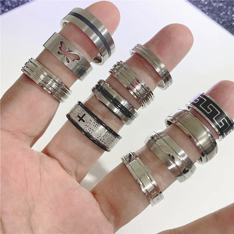 No Fade Stainless Steel Ring Couple Jewelry Wholesale Titanium Steel Cross Rings