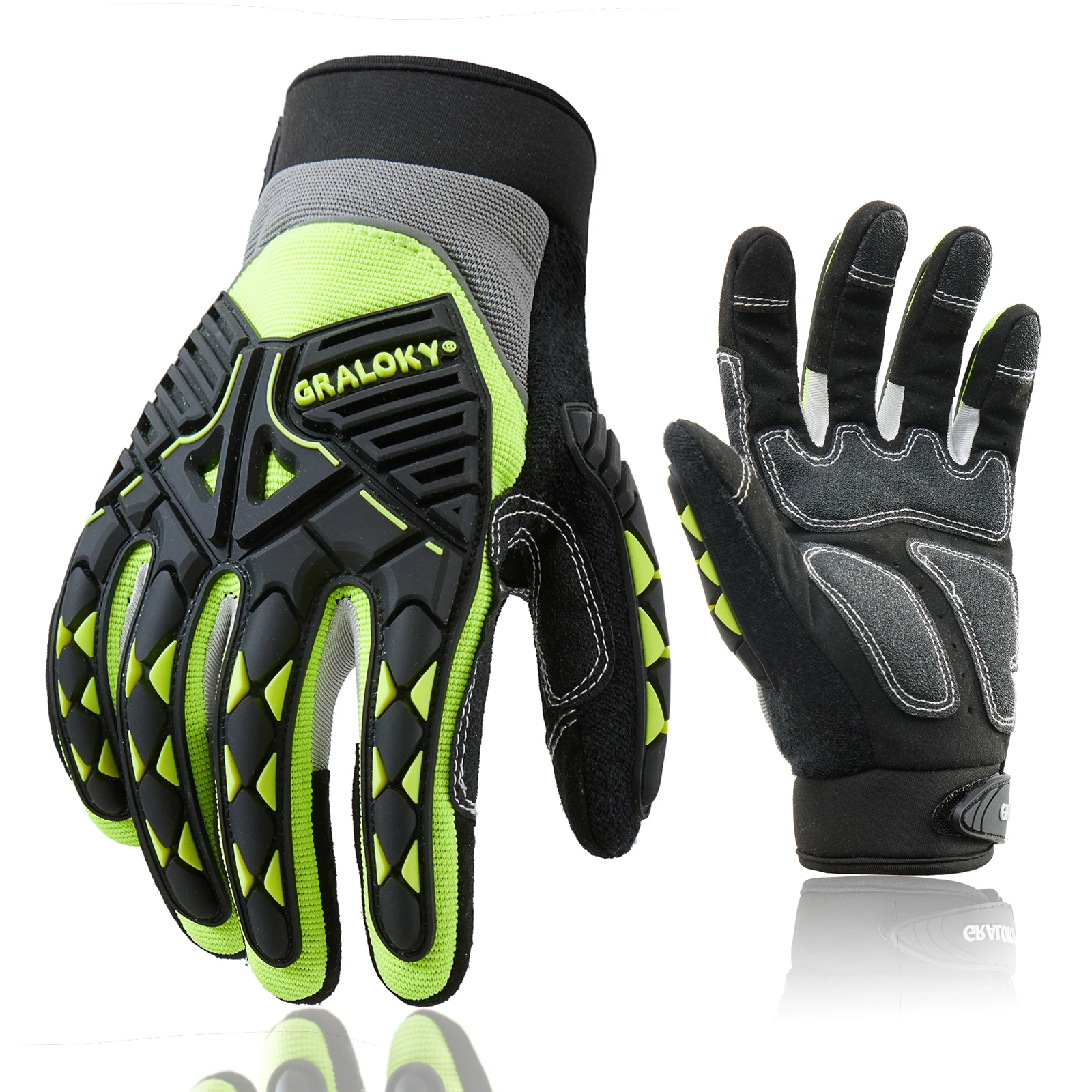 Touch Screen Construction Heavy Industry Anti-slip Synthetic Leather Palm Mechanic TPR Work Safety Gloves