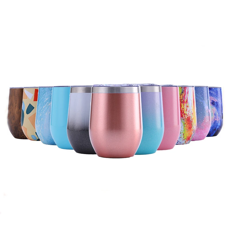 12oz wine glass sans stems wine tumbler double vacuum travel mug stainless steel coffee mug for cold and hot beverages