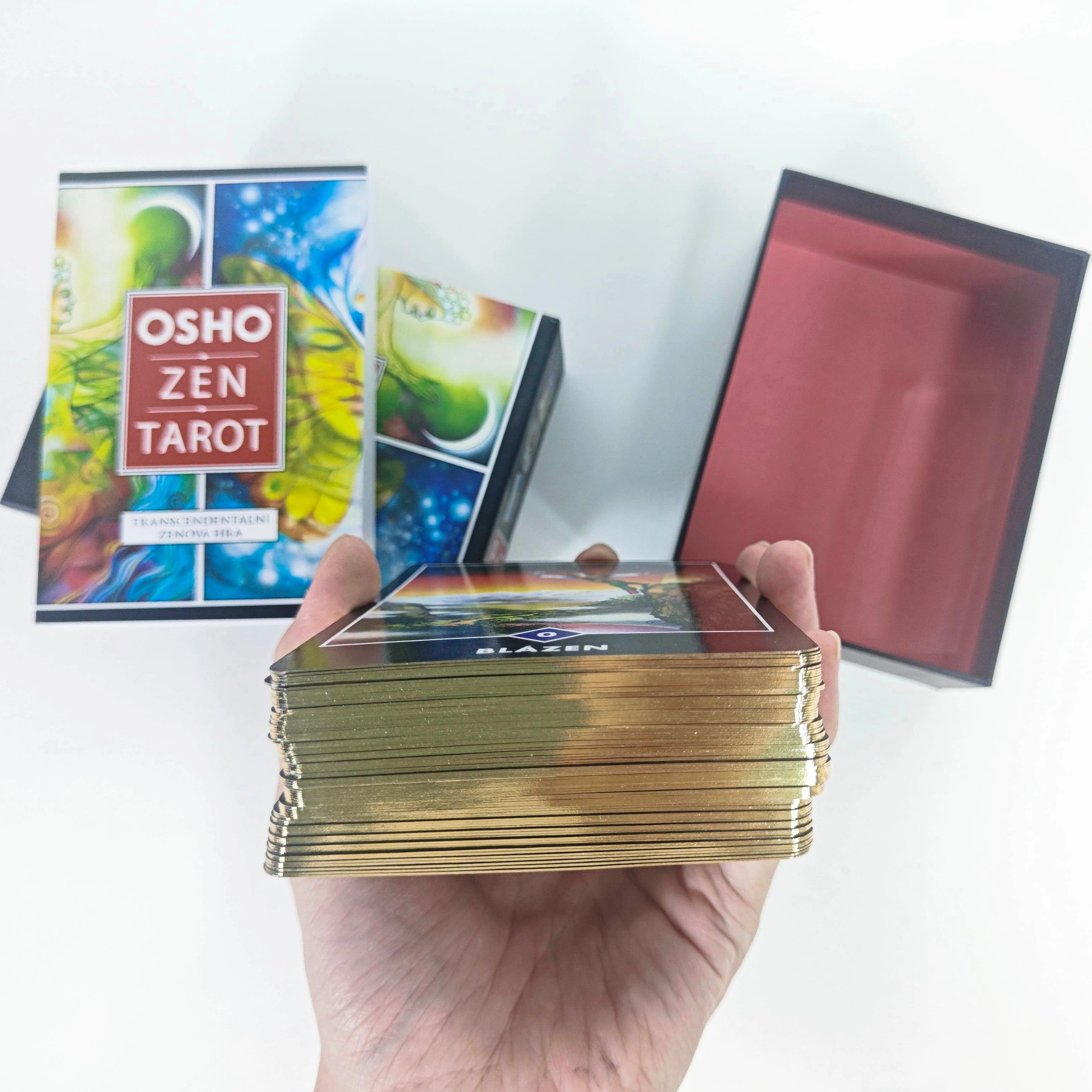 OEM multi language printing Tarot card with box full customized design logo color guide book gold Gilt edging  playing cards