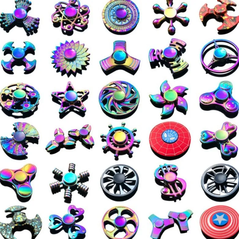 Rainbow Heptagonal Hand Spinner Fidget Zinc Alloy Metal Fidget Spinner Finger Spinner