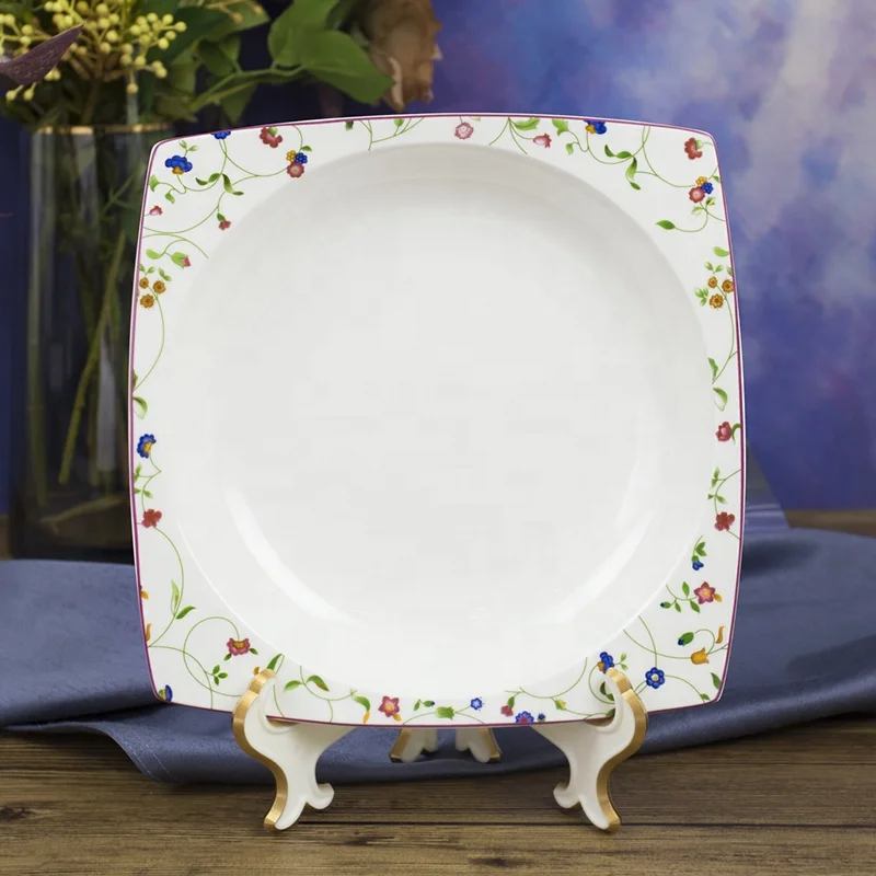 New arrival 24 pieces square fine bone china colorful fancy designs factory direct supply cheap price wholesale dinnerware set