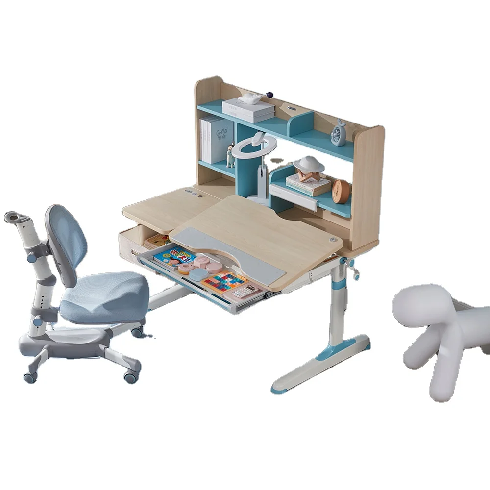 GMYD F120G New Style Height Adjustable Multifunctional Children Study Tables with Storage Drawer Homework Desk for Kids
