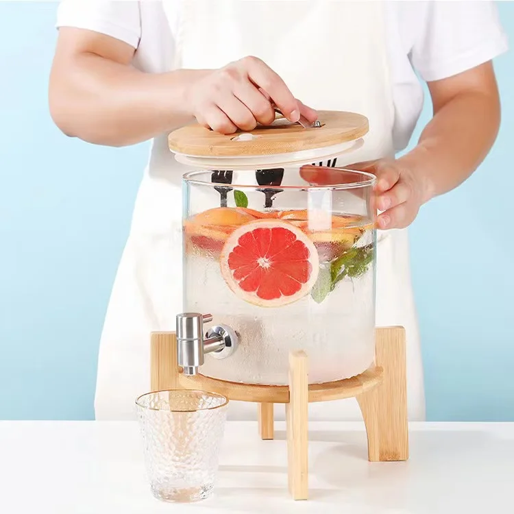 Wholesale Food Grade High Borosilicate Glass Drink Dispenser Beverage Dispenser With Tap Water Dispenser