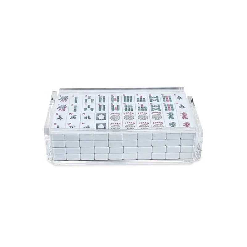 Custom Acrylic Blank Mahjong Tiles With Storage Boxes Deluxe American Mahjong Crystal Luxury Mini Mahjong Set For Travel Game