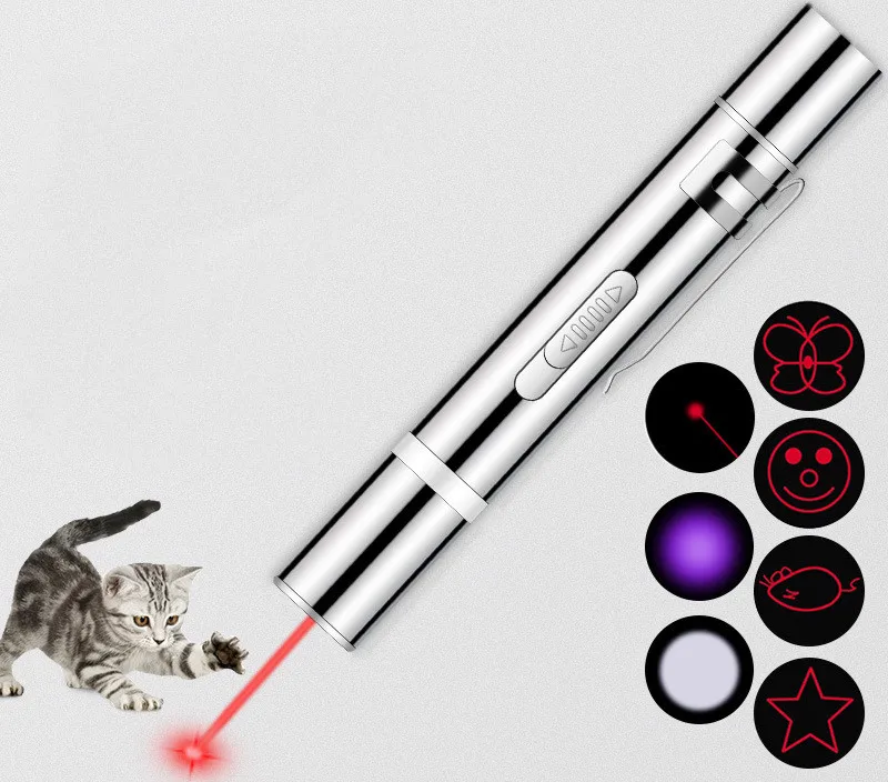 Interactive USB Rechargeable Cat Pointer Chaser Laser Toy Electronic Led 7 In 1 Cat Toys Handheld Pet Laser Point Cat Toys