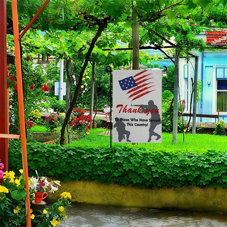 Thank You Military Service Patriotic House Flag Memorial Veterans Day Us Garden Flag