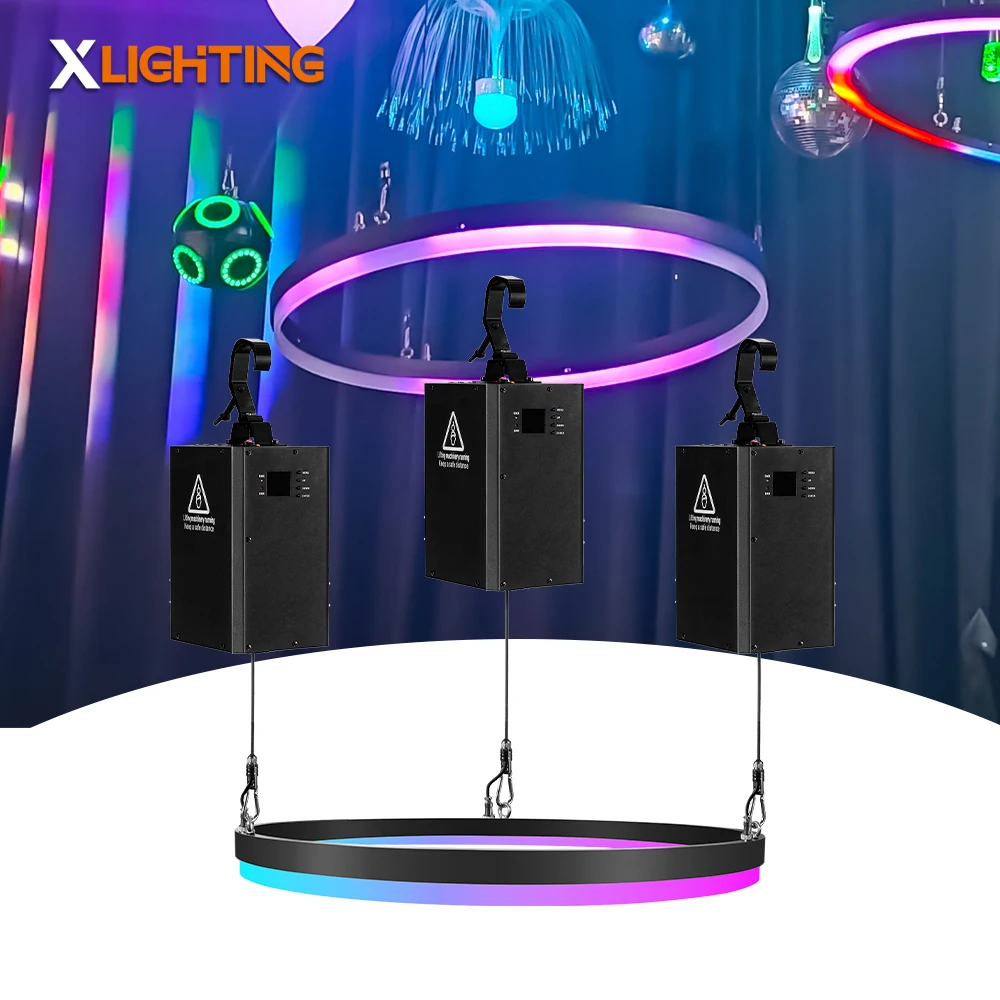 XL Winch Kinetic Light Ring 300W Disco Ceiling Lights with DMX Controller RGBW Matrix for DJ Club Stage Lighting