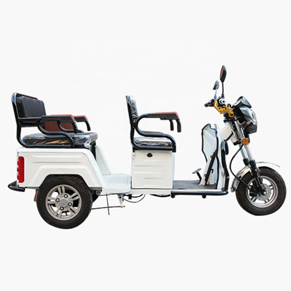 old couple two seats shopping bike with big bucket basket elderly Assisted easy moving Electric Tricycles three wheels scooter