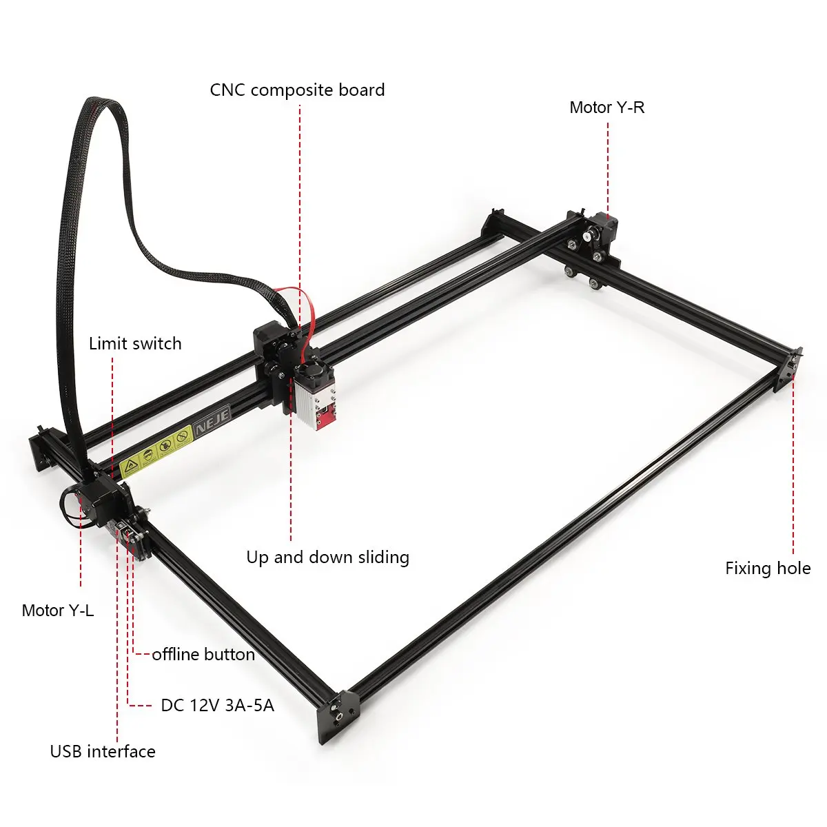NEJE MASTER 2S MAX 30W LASER ENGRAVER / CUTTER WITH N40630 MODULE - 460 X 810 MM - LASERGRBL - LIGHTBURN - APP CONTROL