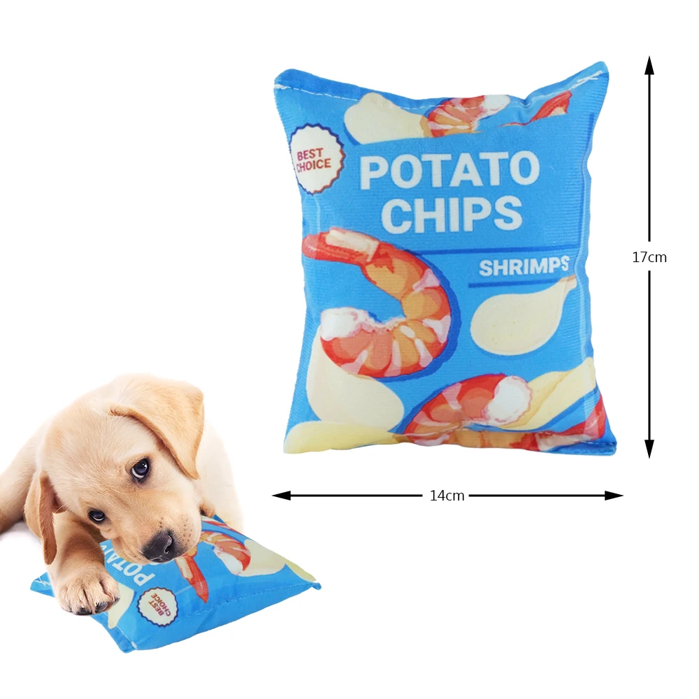 Pet Toys for Dogs Chewing Sound Paper Squeaky Dog Toy Fruit Potato Chip Poker Bite Resistant Sound Plush Puppies Toy