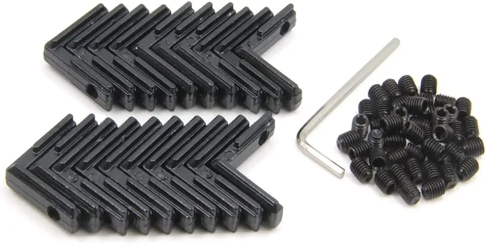 2020 Black T Slot L Shape 90 Degree Interior Inside Corner Connector Joint Bracket
