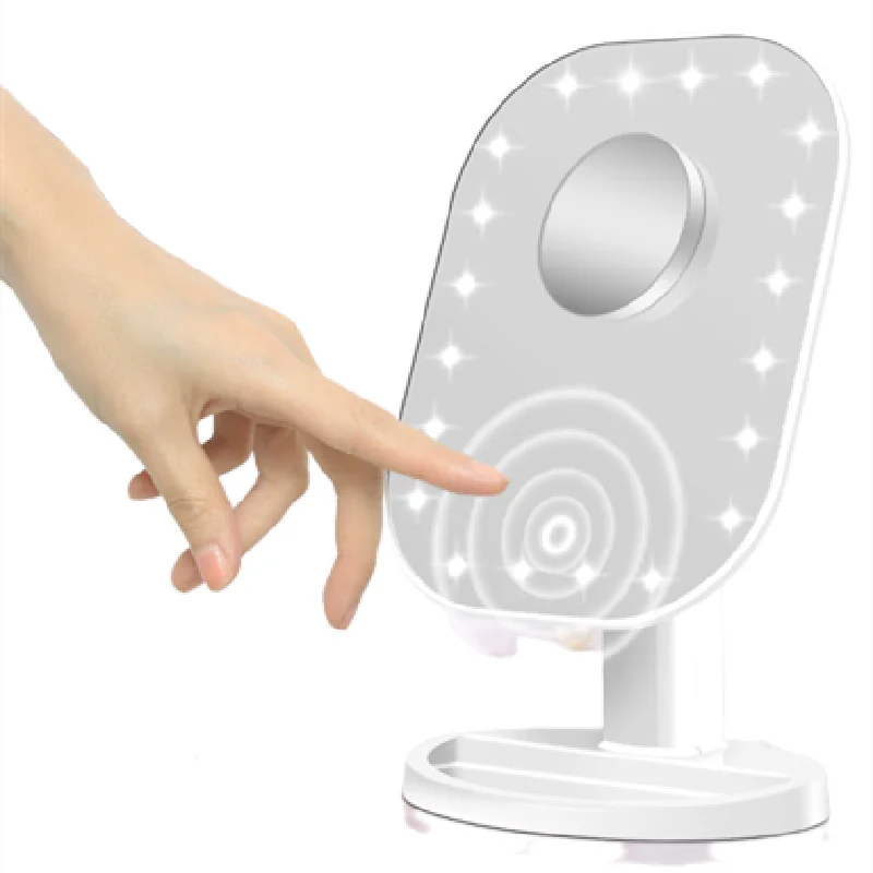2024 hot USB Charging 10x Magnification LED Desktop Makeup Mirror Portable Vanity Table Top Vanity Mirror with Light