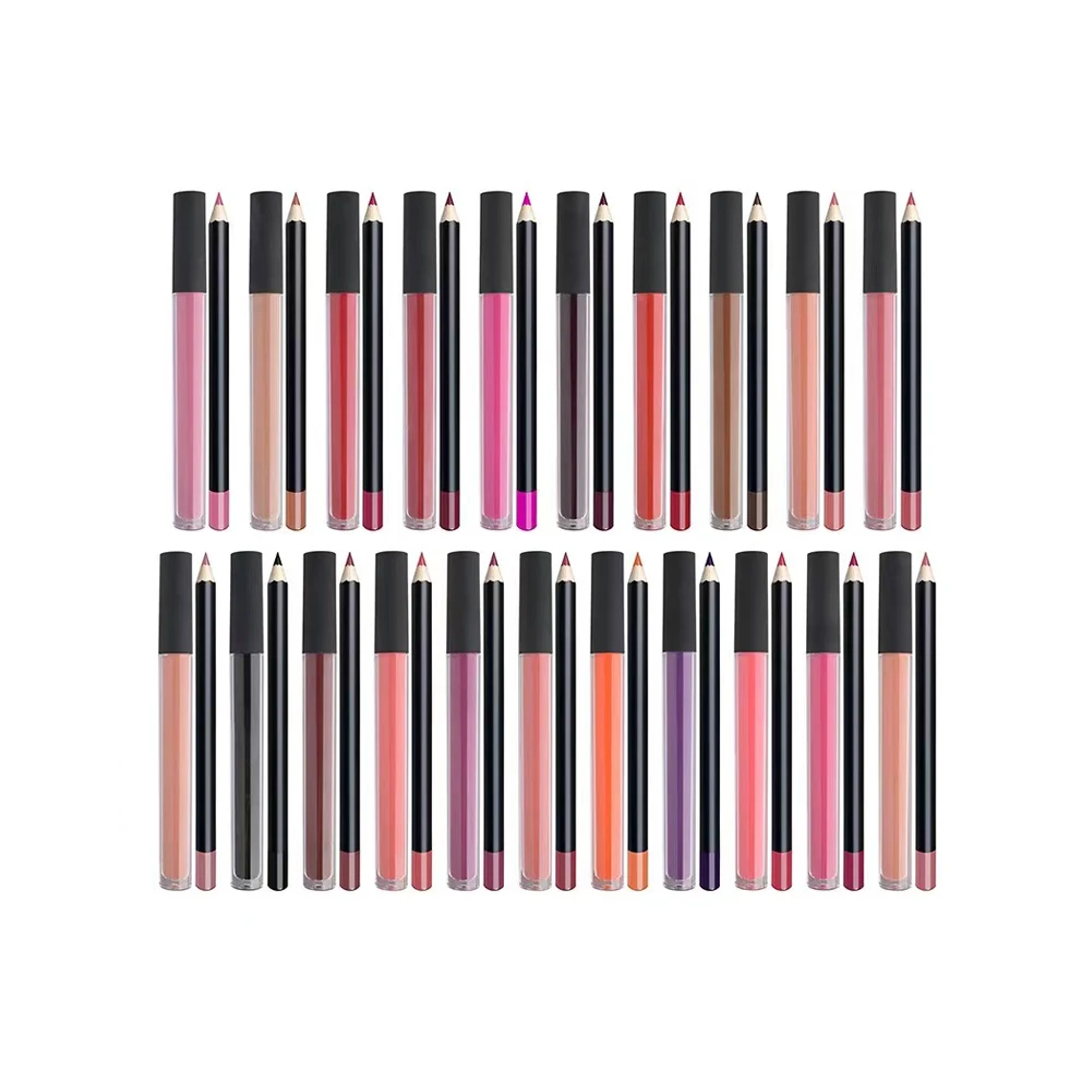 21 Colors Lipliner And Lipgloss Set Wholesale Private Label Lip Pencil Lip Gloss Lip line Lipstick Set