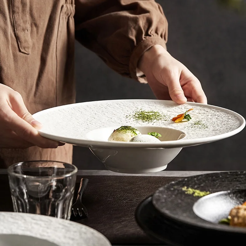 Ceramic porcelain dinnerware plates hotel ware dinner plates for restaurant europe style high quality salad pasta bowl