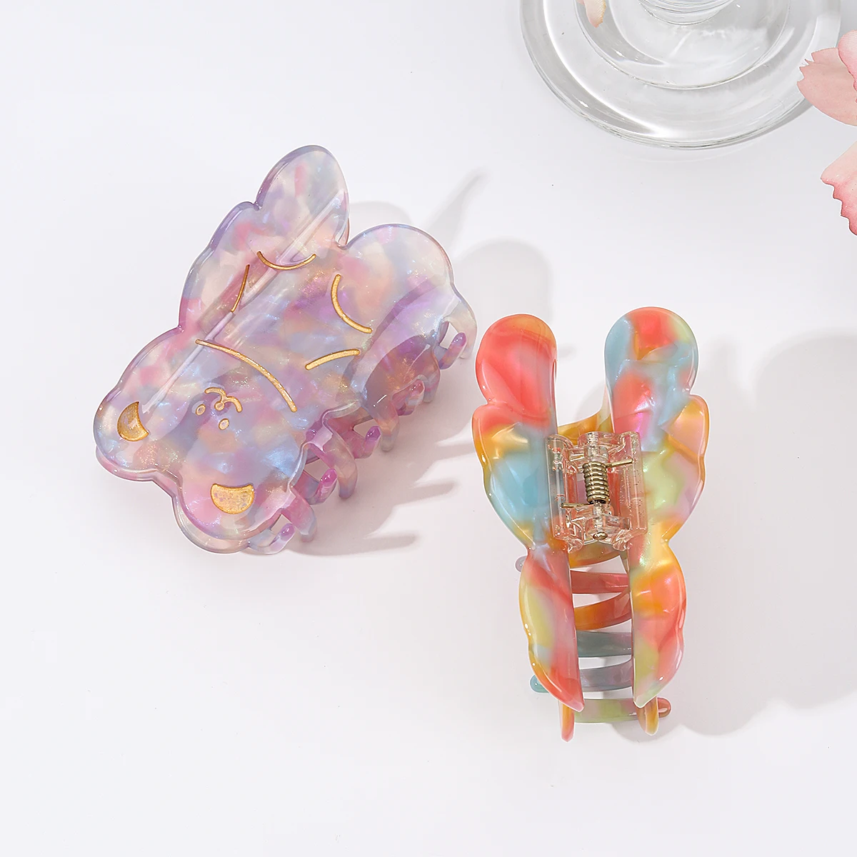 CN Korea Bear Shape Hair Clamp for Women Customized Logo Acetate Hair Claw Clip for Thick Hair