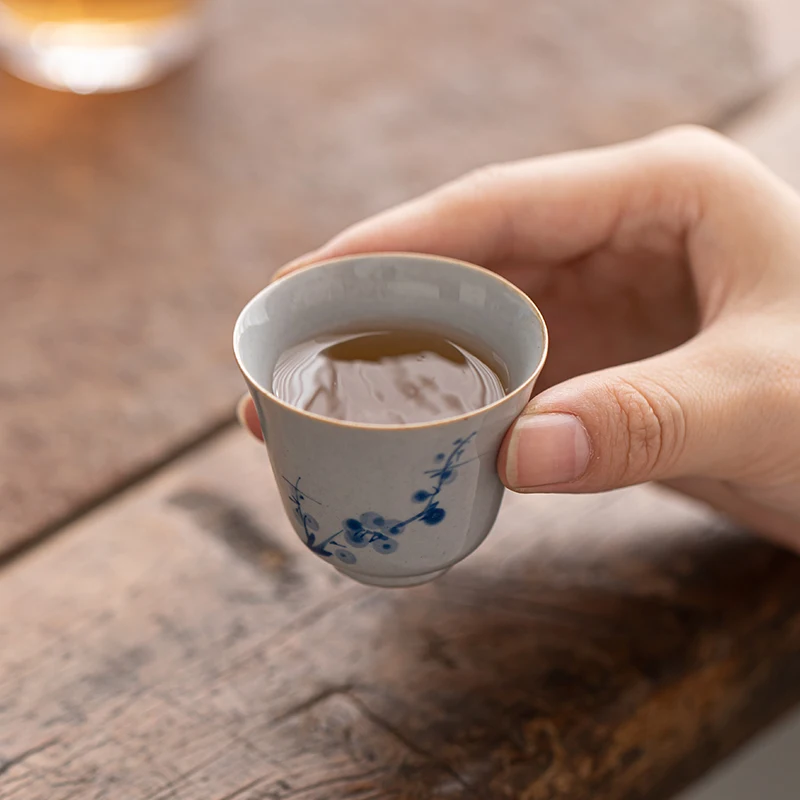 Hand-Painted Kung Fu Tea Set Plum Blossom Orchid Bamboo Chrysanthemum New Chinese Pot Four Cups Portable Outdoor Coffee/Tea