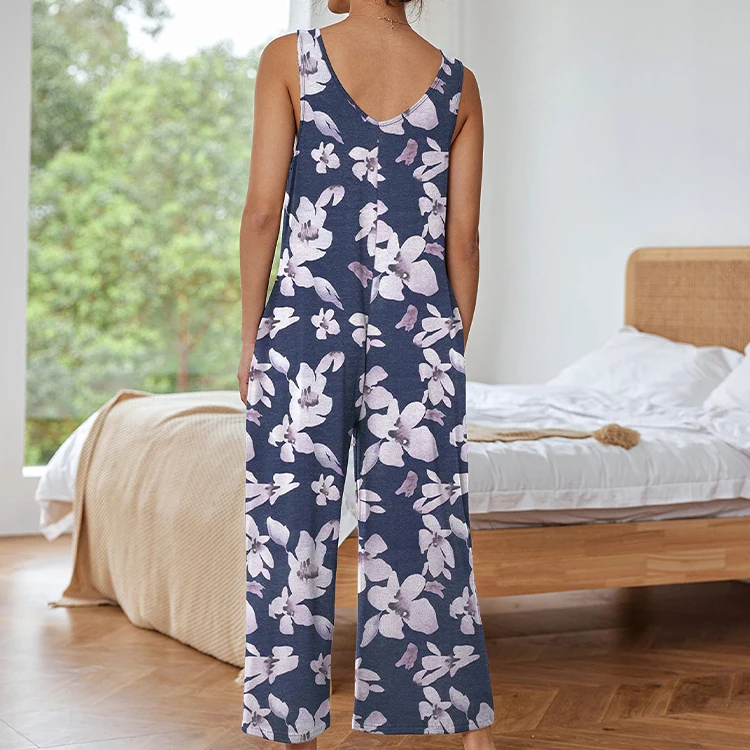 Customize  Fashion Jumpsuits One Piece Romper Long Pant Play suits Sling Jumpsuits Women Hawaiian Jumpsuit