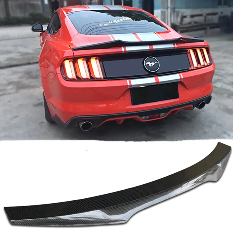 CARBON FIBER CAR REAR TRUNK SPOILER WING V TYPE FOR FORD MUSTANG GT 2015 2016 2017 2018 2019 2020+