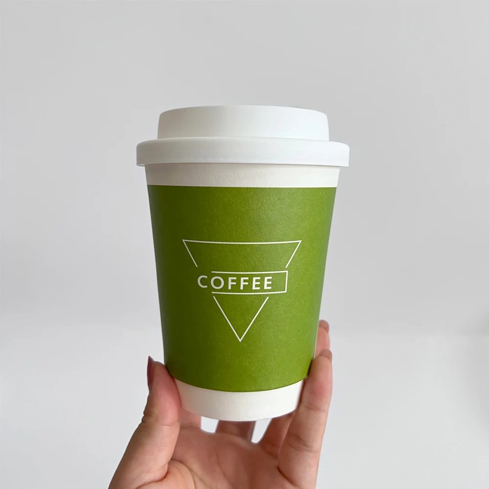 Wholesale custom print logo corrugated disposable paper cup holder coffee cup holder double wall coffee paper cups with lids