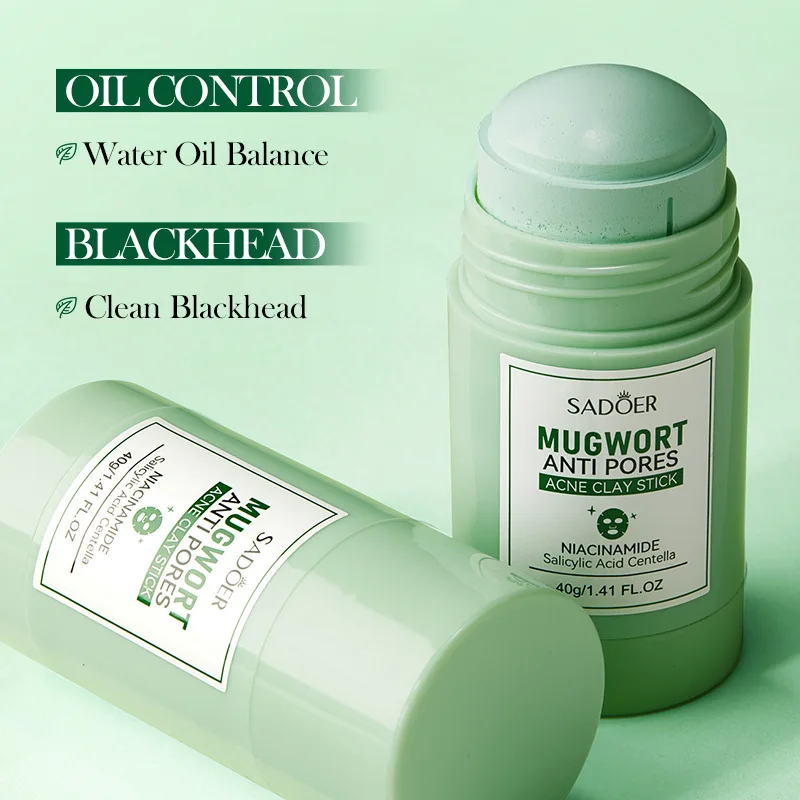 Private Label Mugwort Solid Facial Mask Stick Wholesale Deep Cleaning Oil Control Anti Pores Acne Clay Face Mask