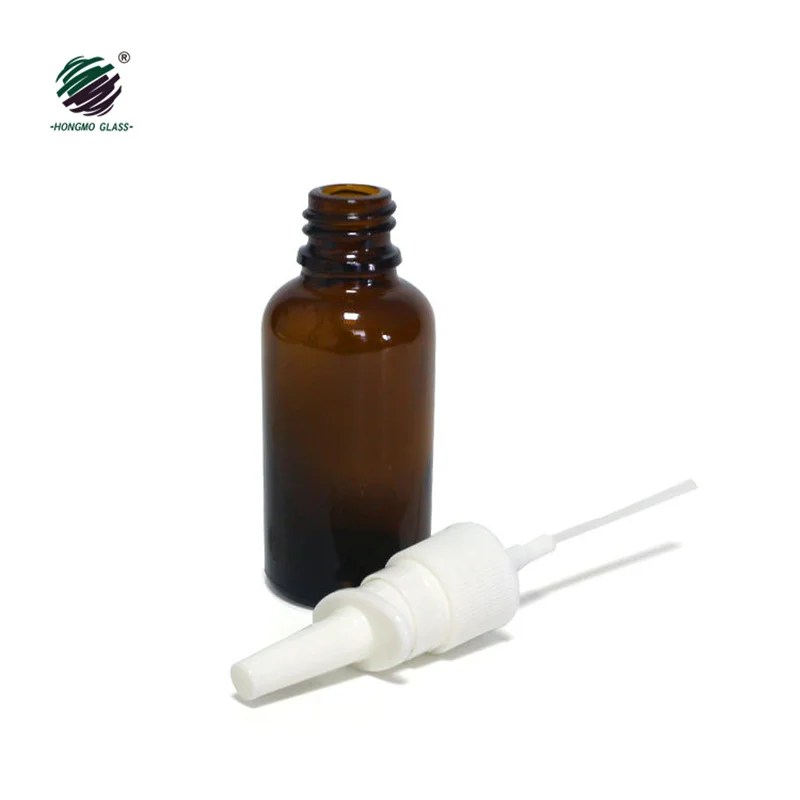 Medical Glass Mist Spray Sprayer Pumps Bottle Nozzle Plastic Material  Nasal Spray Brown Amber Glass Bottles