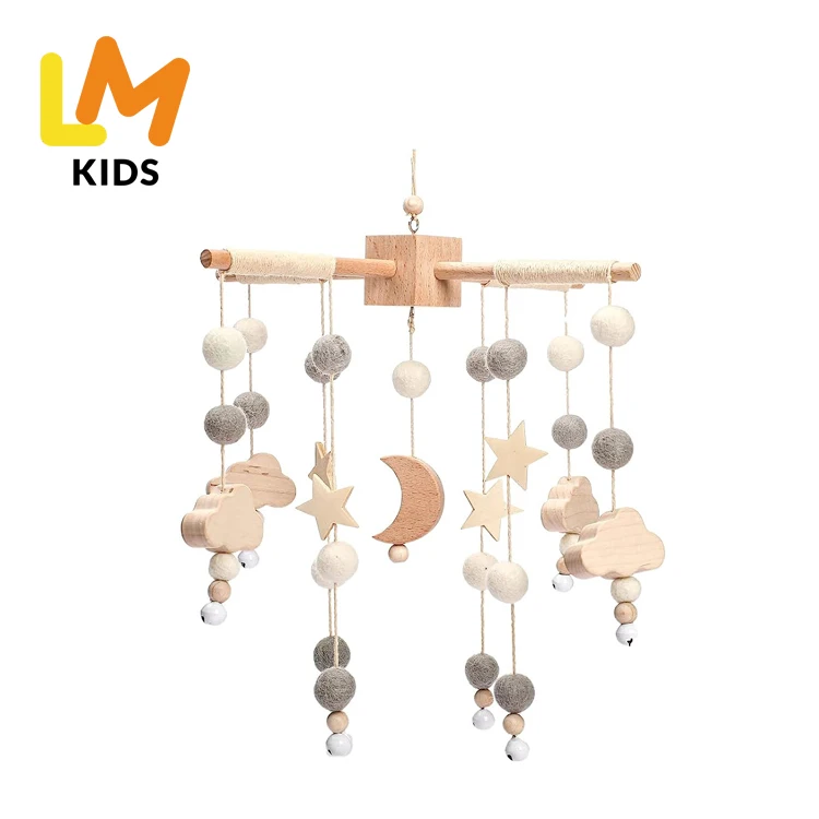 LM KIDS Baby Crib Mobile Wood Beads Macrame Crib Cot Nursery Bedding Hanging mobile Rainbow baby mobiles
