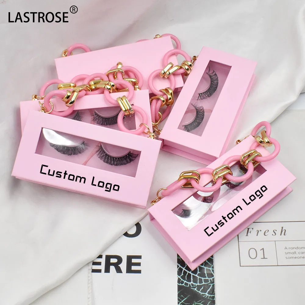 Key Chain eyelash packaging box wholesale luxury chain box private label 3D mink fur eyelashes