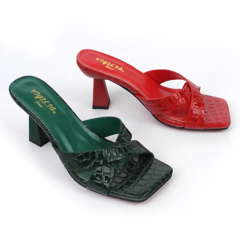 New cross-border fashion high-heel shoes, stelly heels, square head stone pattern fairy sandals female