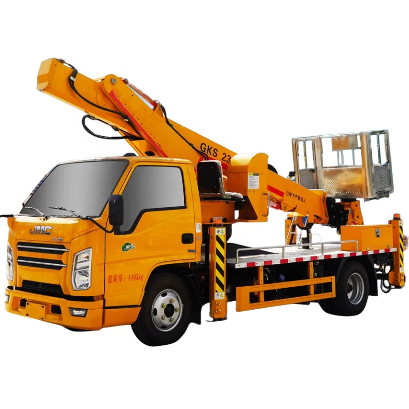 Low Price 23M Aerial Working Platform With Bucket Hydraulic Telescopic Boom Aerial Work Truck