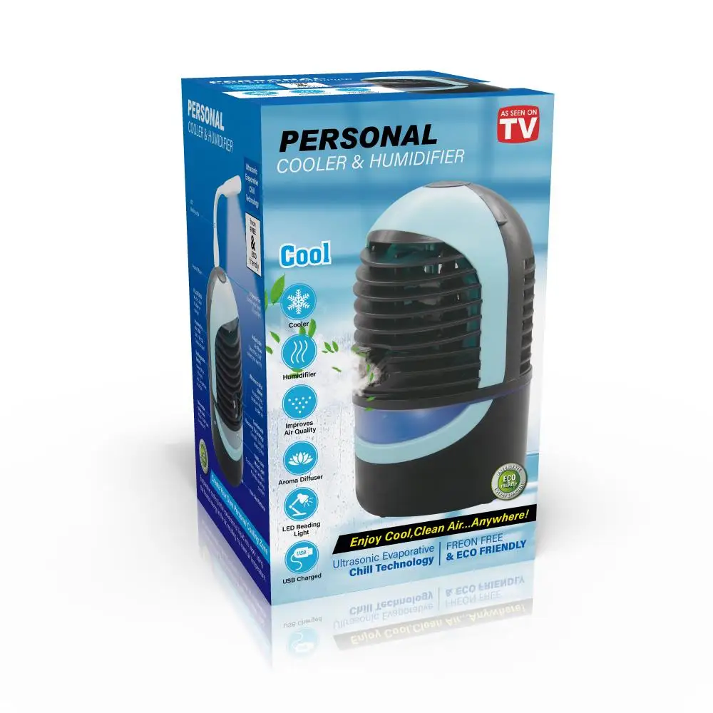 Ultra Chill Deluxe Cool Mist Humidifier USB Desk Fan Portable Filter-less PERSONAL Air Cooler & Diffuser with light