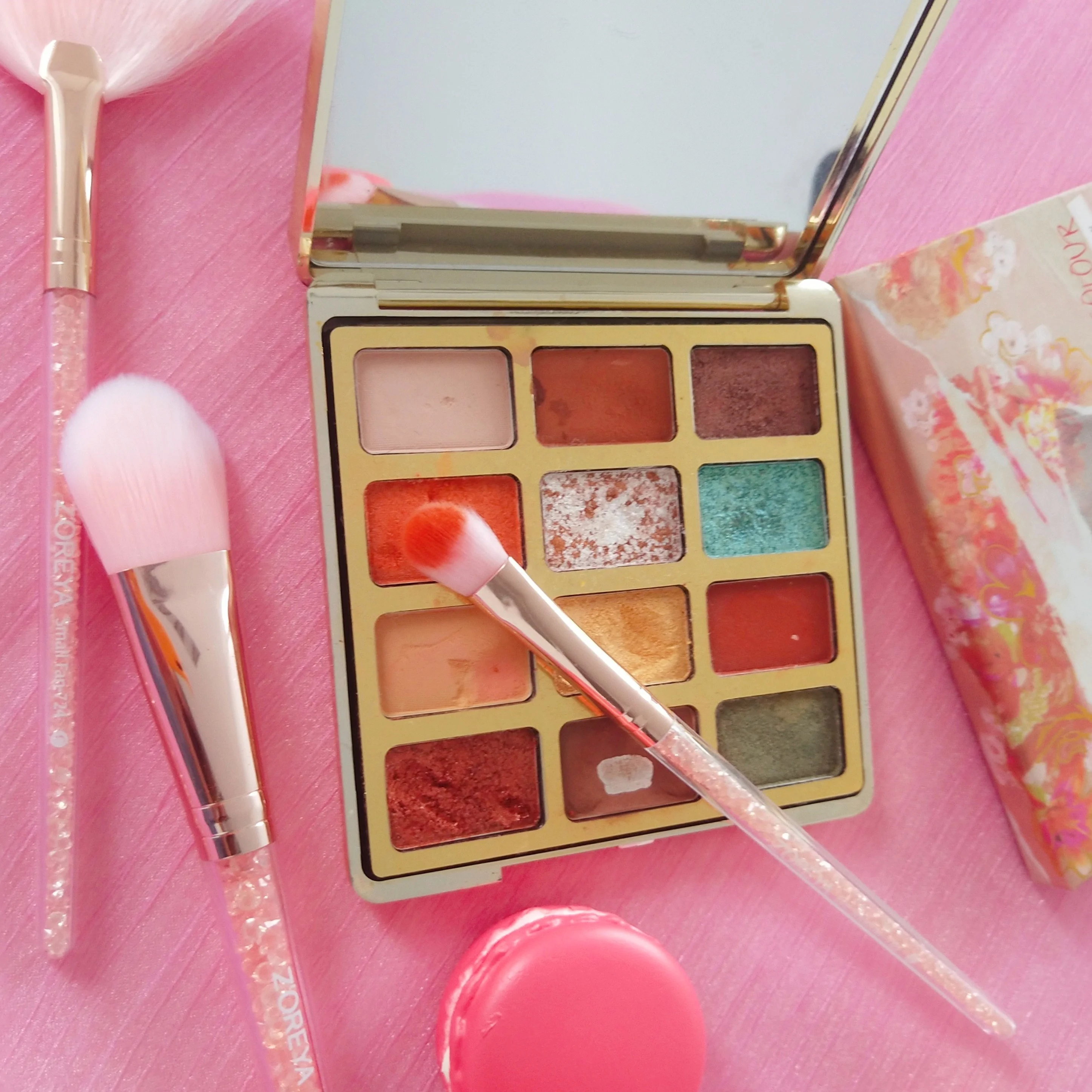  Pink 10 Professional Natural Goat Hair Makeup Brushes Foundation Powder Concealer Contour Eyes Blending Brush