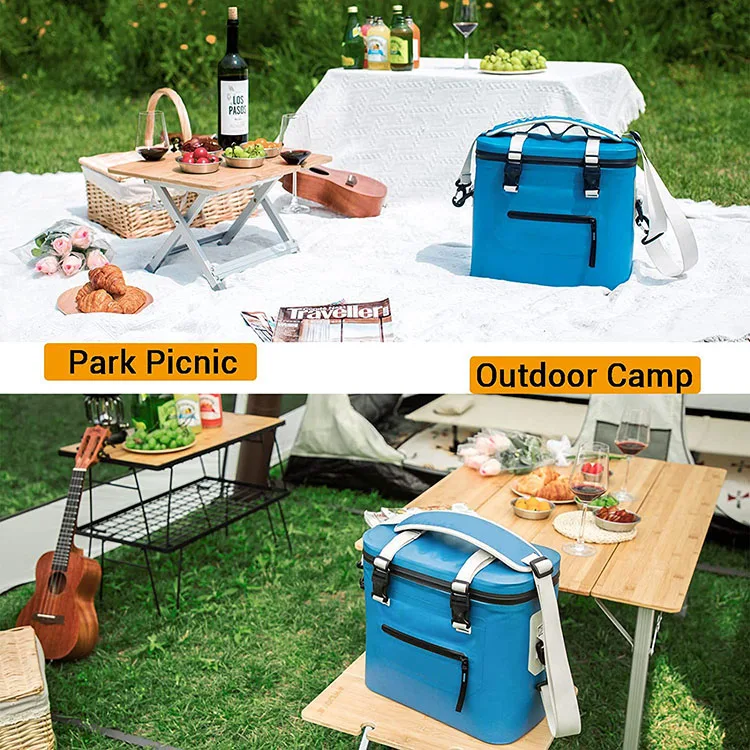 Wine Cooler Bag 8 Bottles Ice Cooler Bag Insulated Beer Carrier Freezable Cans Cooler Box for Picnic Dinner