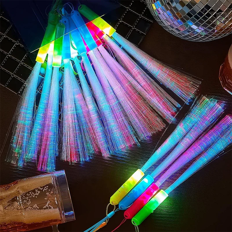 LED Glow Fiber Wand Stick Light up Wand Optic Wand Flashing Stick Flashing for Party Favors OEM New Year Party Decoration gift