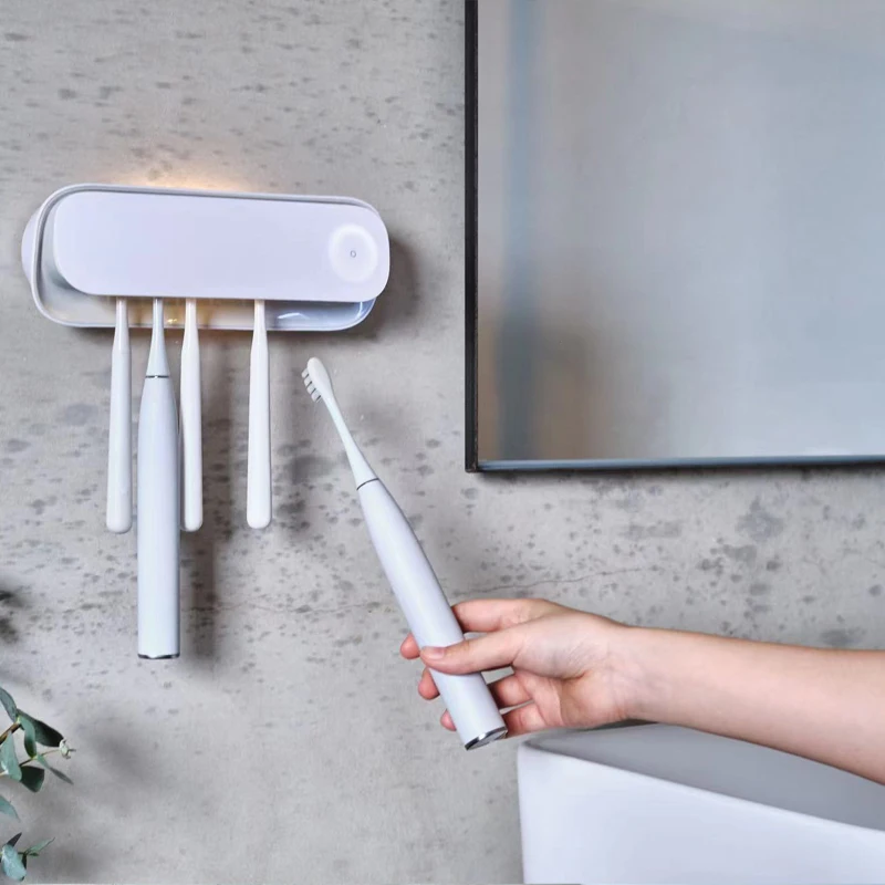 Newest Wall-mounted Toothbrush Holder time display Uv Toothbrush Sterilizer and real Dryer night light