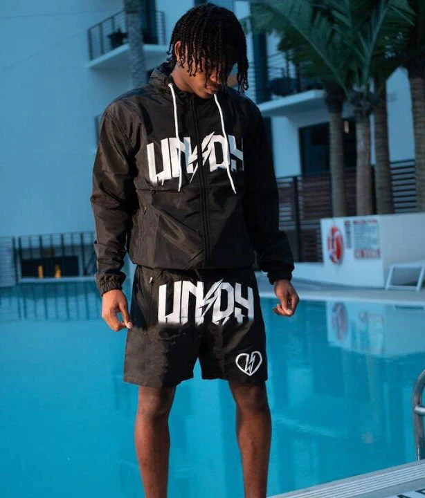 Custom jacket set sweat suit two piece short jogger streetwear mens 3m reflective windbreaker jacket tracksuit set