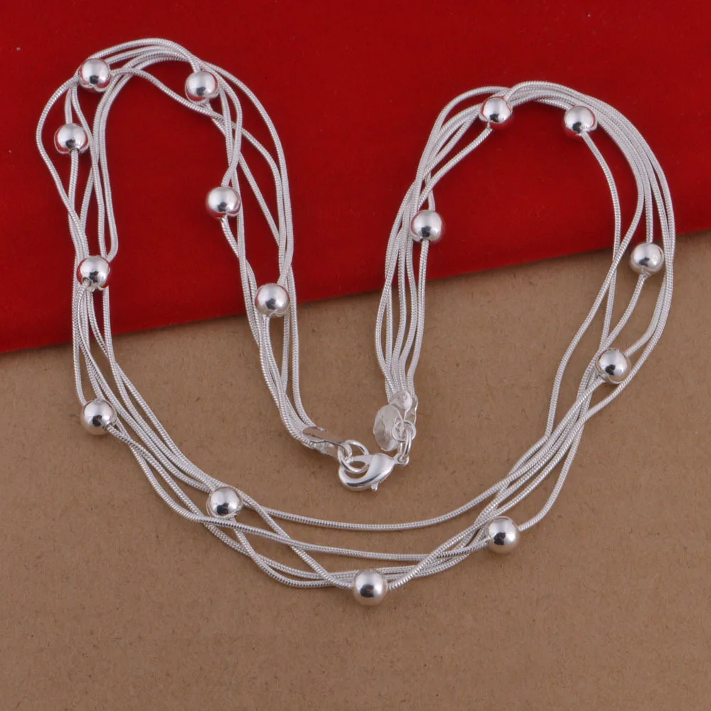 
925 sterling silver necklace Korean popular snake bone beaded necklace foreign trade jewelry wholesale 