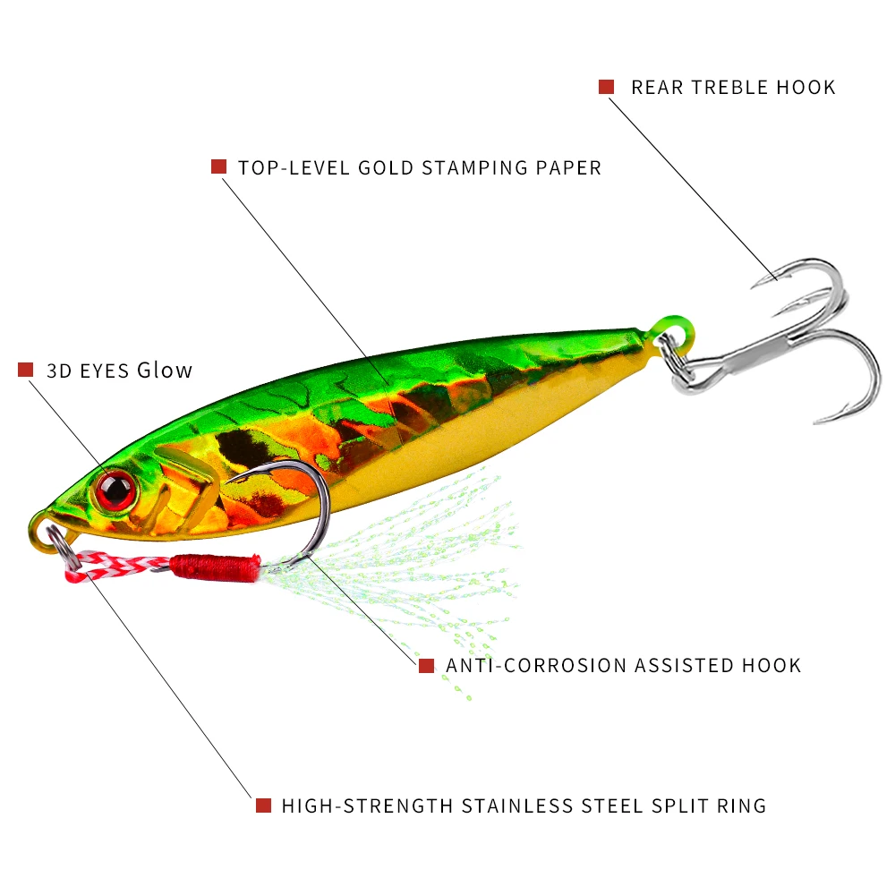 Isca Artificial Fishing Lure Metal Slow Pitch Jig Lure 14g 21g 30g Spinner Bait Buzzbait Casting Vertical Jigging Lure Saltwater