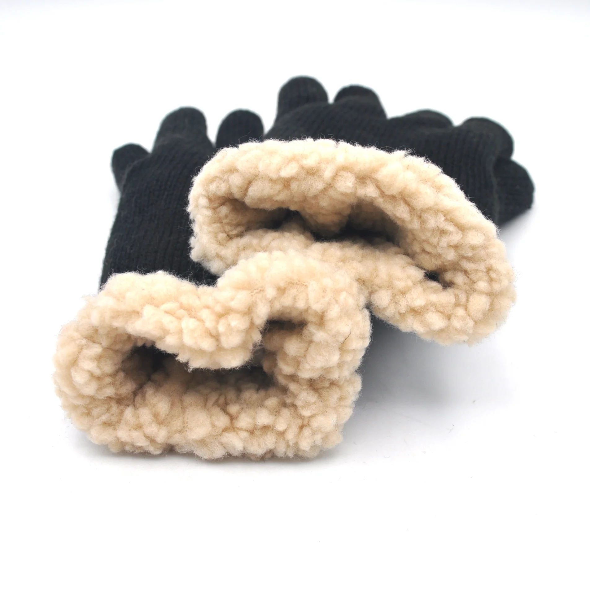 Thermal Cotton Lined Acrylic Winter Knitted Black Adult Men 3M Thinsualte  Men Leather Glove