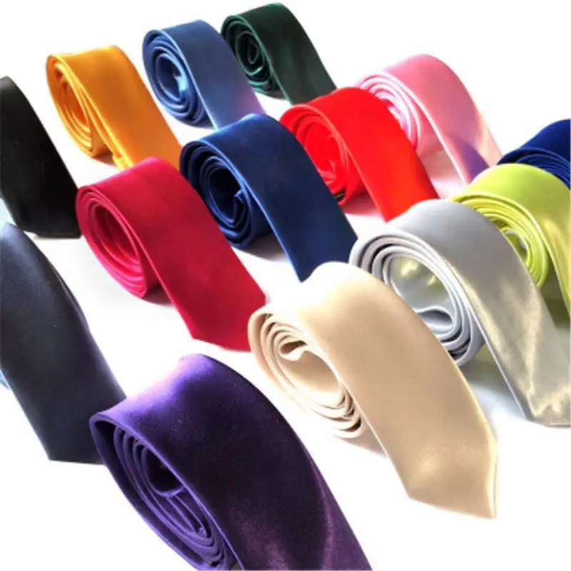 Tie for Men Slim Tie Solid color Necktie Polyester Narrow Cravat 35 colors Royal Blue Gold Party Formal Ties Fashion R0823