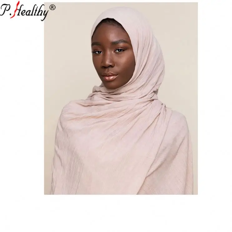 New wholesale 2020 big winter crinkle rayon cotton muslim women hijab shawl pashmina