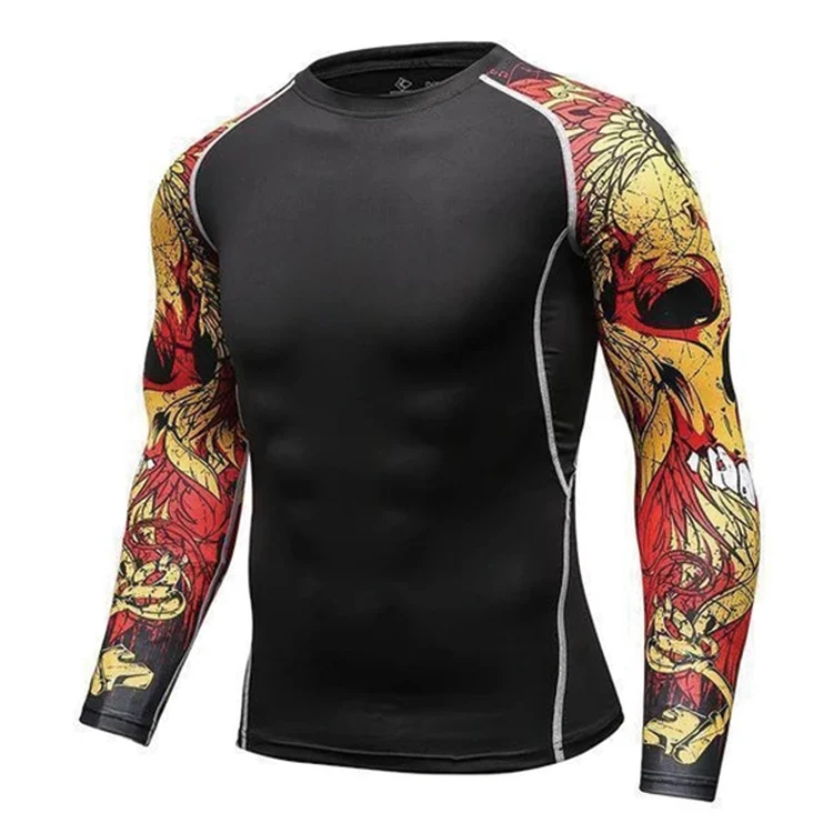 Design Your Own Sublimation Compression Shirt Bjj Rashguard Custom printed Mens Grappling MMA Rash Guard