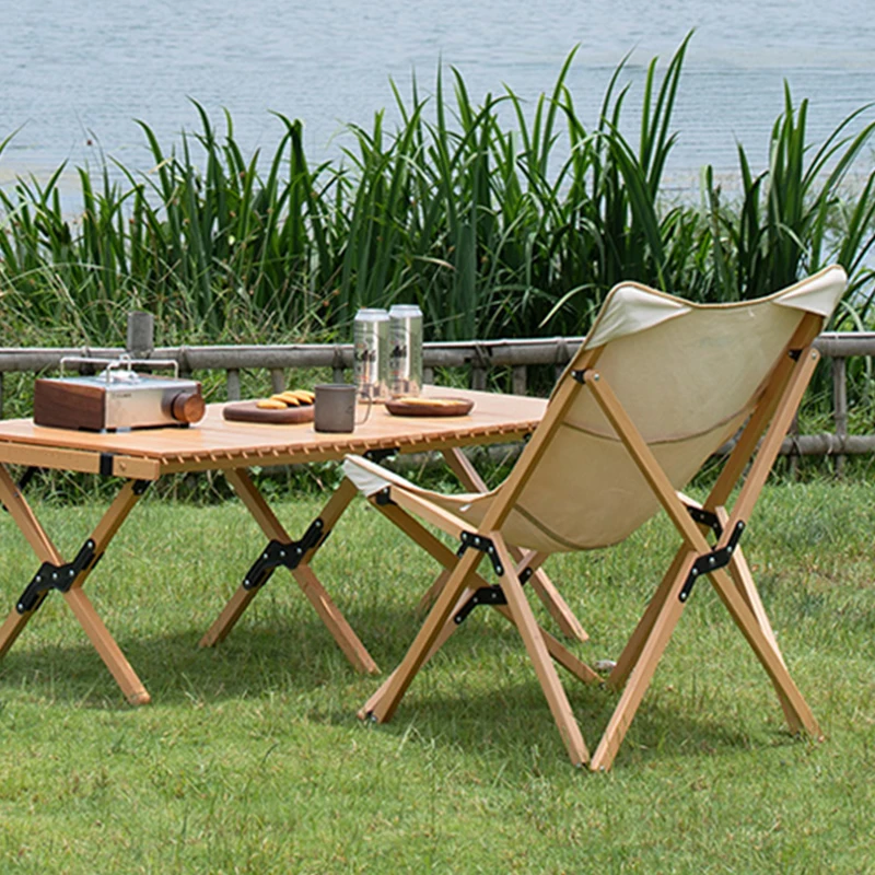 Оптовая продажа, индивидуальный портативный деревянный стул для пляжа и кемпинга для взрослых, складной, легкий
