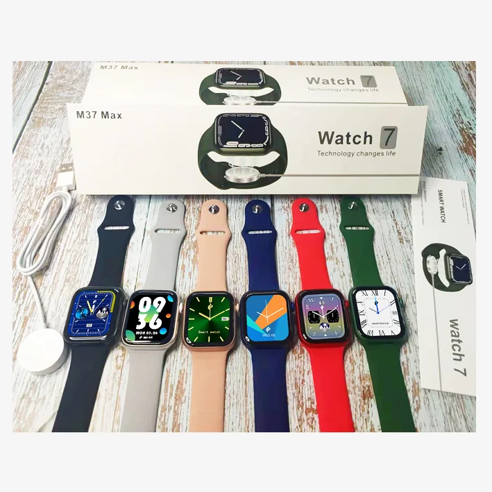M37 max smart watch new iwatch 7 series 280 mAh IP67 1.82 INCH Wireless charging SIRI games smart watch M37 max M36plus M26 HW22