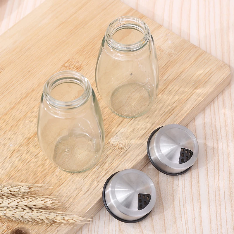 Kitchen Glass Salt Pepper Jars Small Mini Spice Storage Jars Set Accessories Spice Bottle Rack With Lids For Herbs & Spice Tools