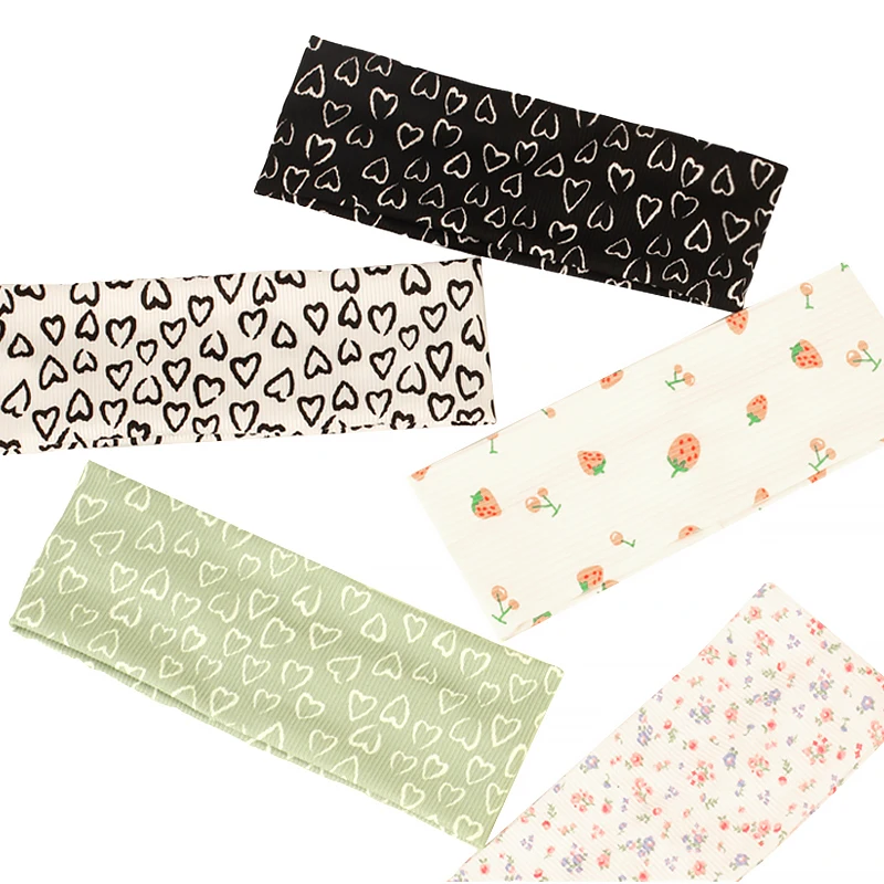 Women Casual Flowers Headbands Flat Stripe Elastic Headband Fashion Bandanas HairBands Stretch Knitted Headwrap Hair Accessories