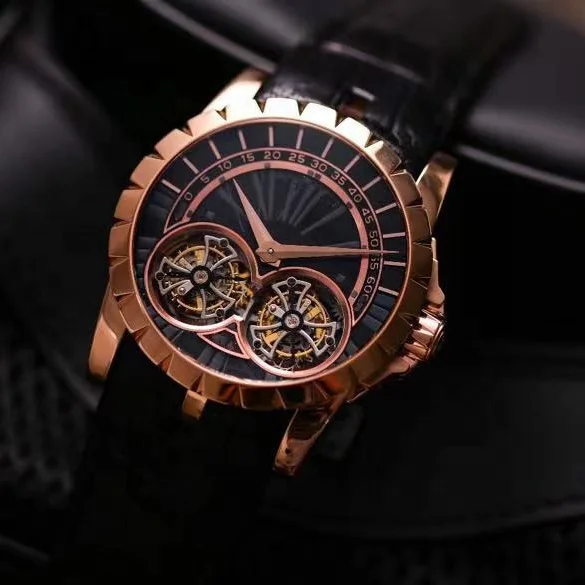 High-end luxury mechanical watch JB factory 45mm 18K gold RD01 double tourbillon manual winding RDDBEX0280 brand watch