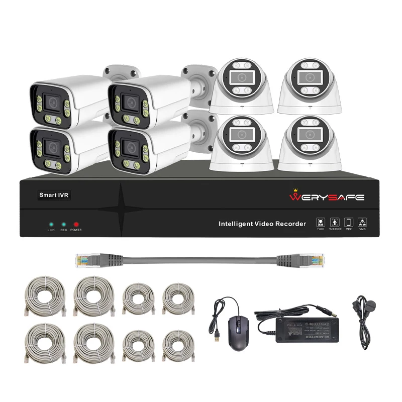 WERYSAFE 8-канальная 16-канальная 4-ка-8-канальная наружная Ip-камера 4k Nvr комплект камеры наблюдения