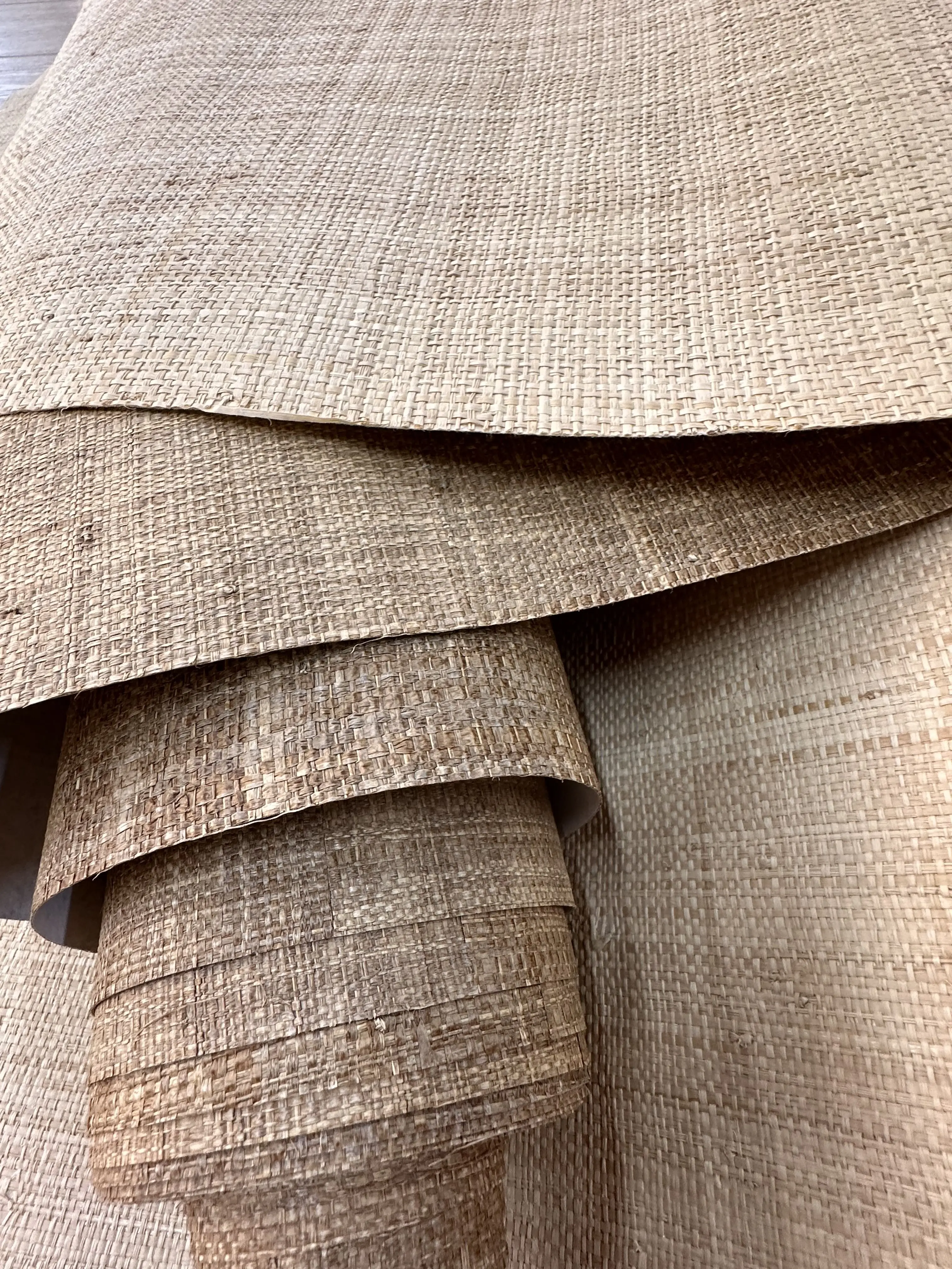 Natural Material Strong Texture Handwoven Bedroom Decoration Wallpaper Grasscloth Raffia Wallpaper
